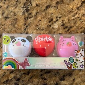Claire's Animal Lip Gloss Trio - White, Red, Pink NEW IN BOX